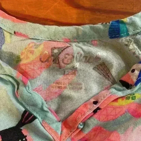 Cat & Jack Girls Toddler Toucans Tropical Birds Cover Up Turquoise 12 months - Picture 2 of 4